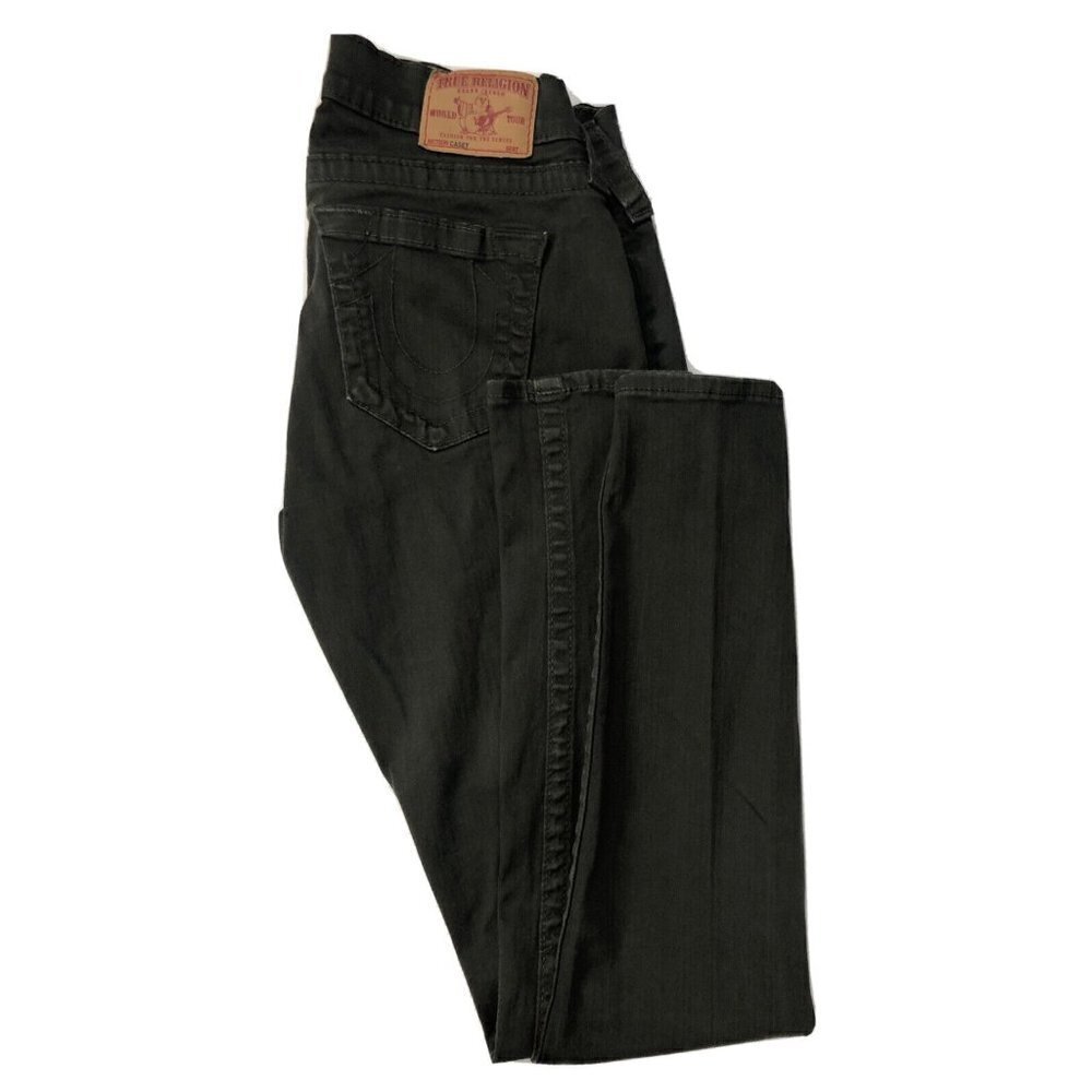 True Religion World Tour Casey Women 26x30 Green Denim Jeans Skinny Ankle Chino